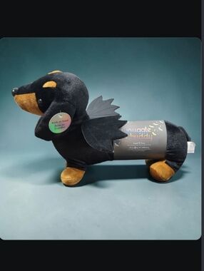 Dachshund Doxie Ween Halloween Dog w/ Bat Wings Snuggle Buddy Heat Up Plush New
